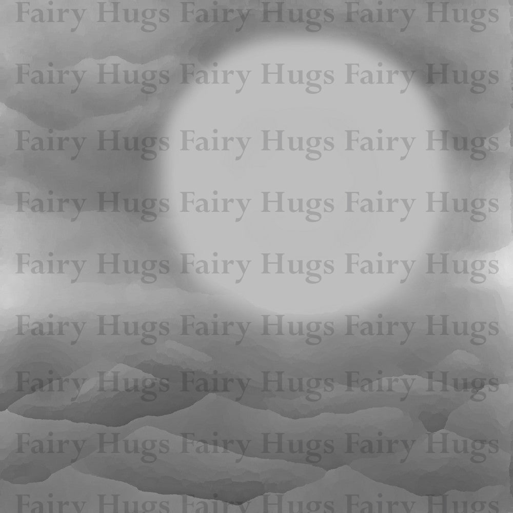 Fairy Hugs - Fairy-Scapes - 6" x 6" - Moon Glow Grayscale - Fairy Hugs
