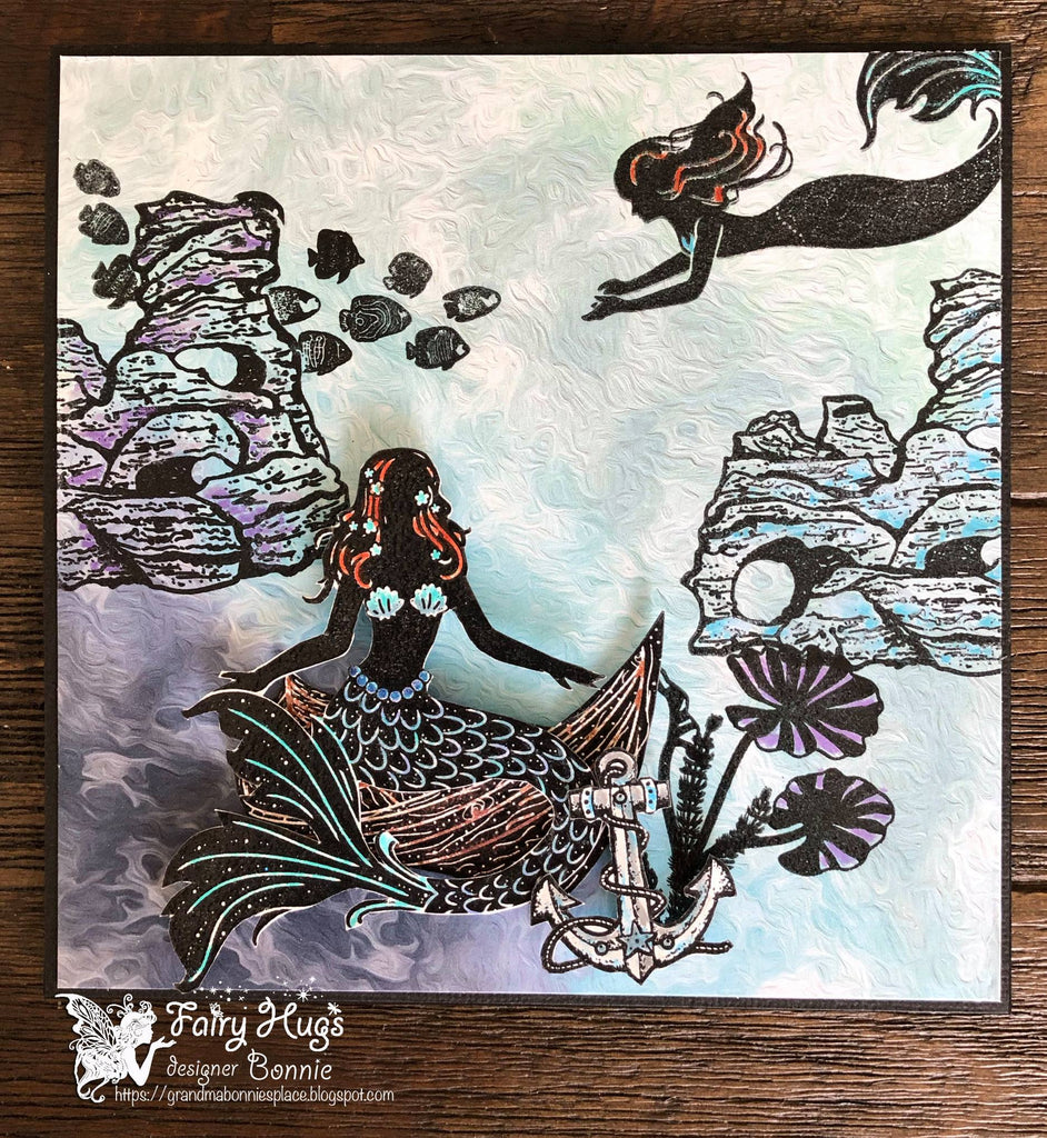 Fairy Hugs - Fairy-Scapes - 6" x 6" - Deep Blue Sea - Fairy Hugs