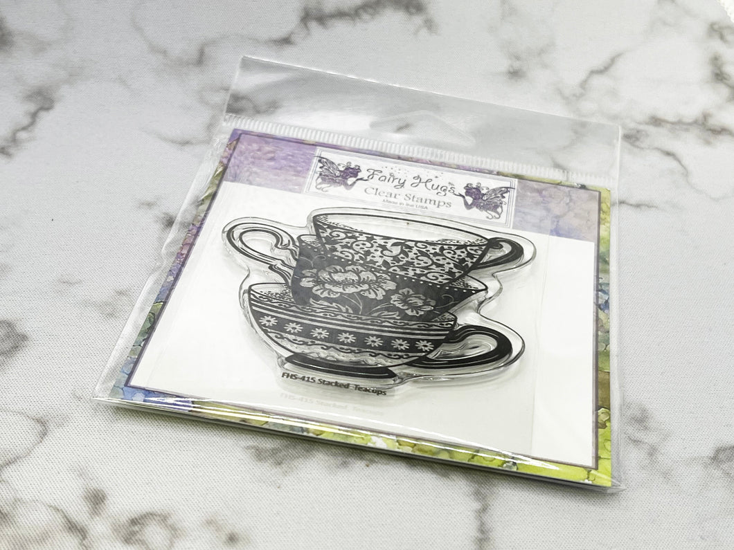 Fairy Hugs Stamps - Stacked Teacups