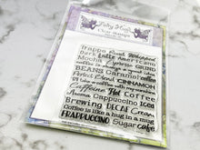 Load image into Gallery viewer, Fairy Hugs Stamps - Coffee Word Collage
