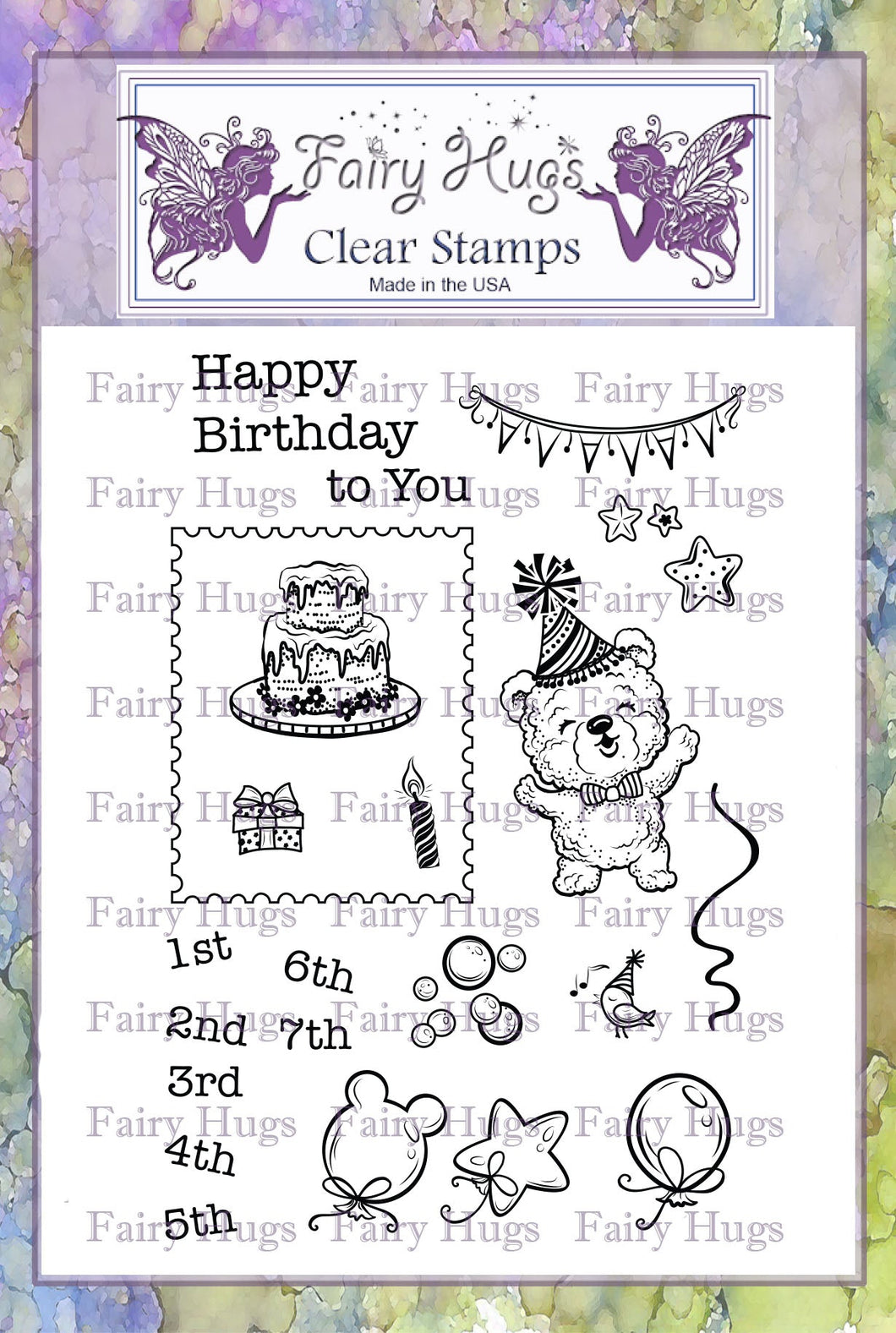 Fairy Hugs Stamps - Birthday Bear Set